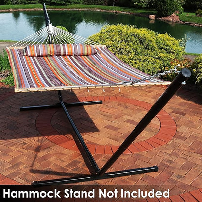 Sunnydaze Quilted Outdoor Hammock with Spreader Bars - Heavy-Duty 450-Pound Capacity Double Hammock for Outside - Canyon Sunset