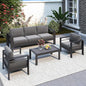 Solaste Aluminum Patio Furniture Set for All Weather, Oversized Metal Outdoor Furniture Set with 27.5" Deep Seating and 3.2" Wide Armrest, Outdoor Patio Conversation Sets with 10" Back Cushion, Gray