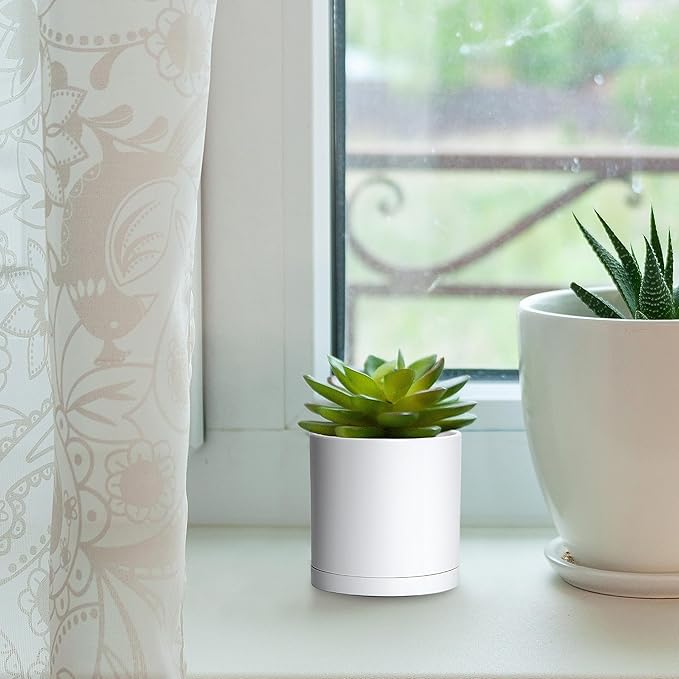 Planters 18-Pack Matte White Plastic Mini Pots with Saucers, 2.5 Inch