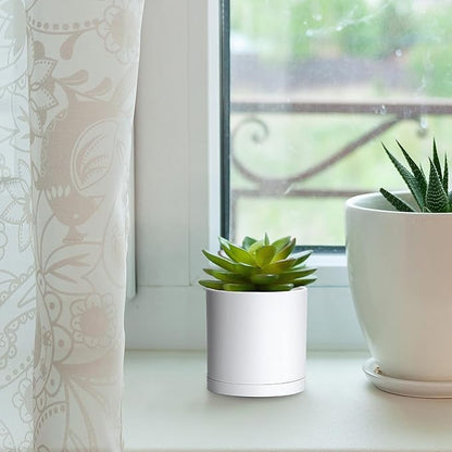 Planters 18-Pack Matte White Plastic Mini Pots with Saucers, 2.5 Inch