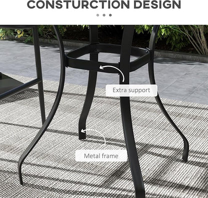 Outsunny 28" Outdoor Bar Table, Faux Wood Patio Furniture, Square Wood-Like Patio Table with Water Safe Design for Deck, Backyard, Lawn, Brown