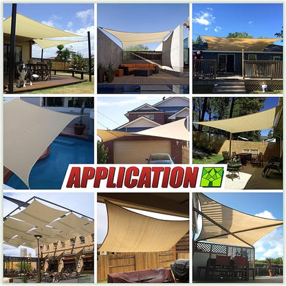 ColourTree TAPR1616 Custom Size 9' x 9' Red Sun Shade Sail Canopy UV Block UPF50 Rectangle - Commercial Standard Heavy Duty - 190 GSM - 3 Years Warranty