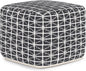 SIMPLIHOME Noreen Square Pouf - 18 inch Wide Upholstered Handwoven Cotton Ottoman in Slate Grey and White, Boho Footstool or Extra Seating for Living Room with Polystyrene Filling, Assembled