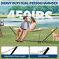 Double Hammock with Steel Stand, 143.7 x 55 Inch Portable Design