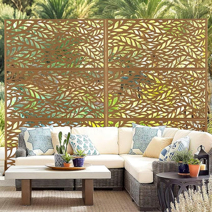 Outdoor Privacy Screen,72" H×47" W Metal Privacy Screen, Freestanding Privacy Fence Panels for Patio