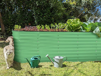 Plant & Plot Galvanized Raised Garden Beds Outdoor // 6×2×2 ft Planter Raised Beds for Gardening, Vegetables, Flowers // Large Metal Garden Box (Light Green) // Patented Tool-Free Design