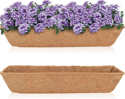 HFHOME 2Pcs 24" Trough Coco Fiber Replacement Liner, Natural 24 in Window Deck Coco Replacement Liner for Window Box