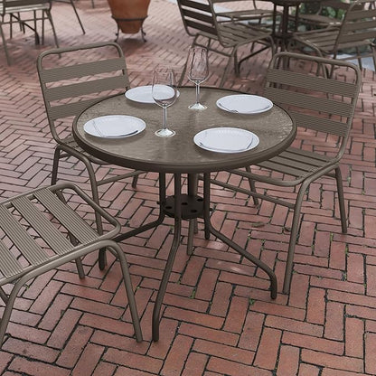 Flash Furniture Bellamy 31.5'' Round Indoor/Outdoor Tempered Glass Metal Frame Side Table, Bronze