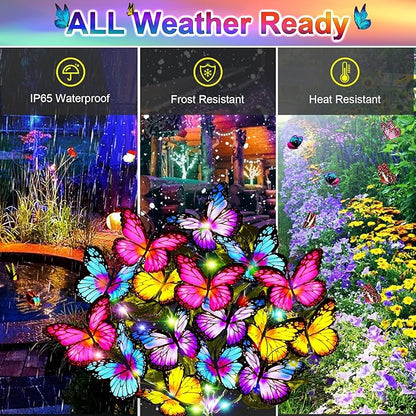Solar Garden Lights Solar Lights Outdoor Waterproof Solar Lights 6 Pack with New Upgraded 216 LED 102 Butterfly Outdoor Solar Lights for Yard Outside Garden Pathway Decor Gifts for Women