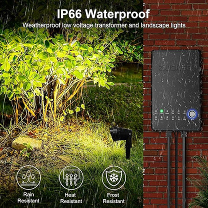 ZUCKEO All-in-One Landscape Lighting Kit, 5W LED Low Voltage Landscape Lights with Transformer and 80FT Wire, Waterproof Outdoor Spotlight with Connectors for Yard Garden House, 3000K 12-24V 8Pack