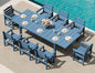 SERWALL 9-Piece Outdoor Dining Set, 60" - 83" Expandable Outdoor Dining Table and 8 HDPE Chairs, All Weather HDPE Outdoor Furniture Set for Backyard, Garden, Blue