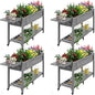 YEFU Raised Garden Bed with Legs: 57x18x30in Elevated Poly Planter with Wheels,Waterproof Mobile Raised Bed Garden, Elevated Planter Box Stand with Storage Shelf,for Deck,Patio,Porch,Yard (Grey,4pcs)