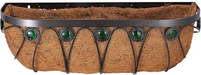 Arcadia Garden Products Hanging Window Basket Metal Trough Flower Planter with Coco Liner for Outdoor Windowsill, Railing, Patio, Garden, Balcony, Fence, 48-inch