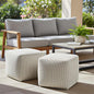 SIMPLIHOME Zelma Square Pouf – 18 inch Wide Upholstered PET Polyester Ottoman in Dune Beige, Boho Indoor/Outdoor Footstool or Extra Seating for Living Room or Patio, Assembled