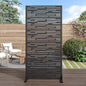 Casaphoria Metal Privacy Screen Outdoor, 72" H x 35" W Freestanding Decorative Privacy Screen for Patio Deck Balcony Garden with Stable Base, Black-Shine