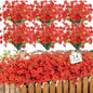 MACTING 24 Bundles Artificial Flowers for Outdoors UV Resistant Fake Flowers Faux Plastic Plants No Fade for Planters Window Patio Porch Home Garden Indoor Outside Spring Decorations,Red