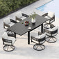 Grand patio 7-Piece Outdoor Dining Set for 6 with 1 Rectangle Expandable Table for 4-6 Person, Metal Woven Wicker Swivel Patio Chairs with Thickened Cushions for Yard, Poolside, Deck (Black)