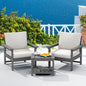 SERWALL HDPE Patio Sofa Set, 3-piece Sectional Outdoor Furniture Set, All Weather Outdoor Couch Set Patio Furniture Set for Deck, Lawn, Grey Frame with Khaki Cushion