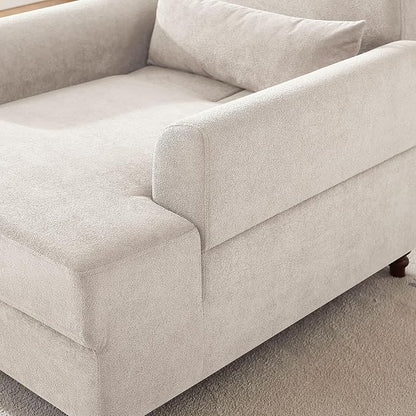 Chaise Lounge Chair Indoor Set of 2, Oversized Accent Chair for Living Room with Adjustable Backrest, Upholstered Mid-Century Reading Armchair for Adults, Comfy Modern Single Sofa Chair for Bedroom