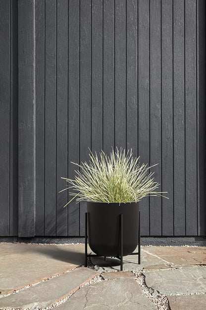 Veradek Mason Series Raised Lima Planter - Round Planter for Patio/Balcony | Plastic-Stone Composite w/Metal Plant Stand | Modern Décor for Plants