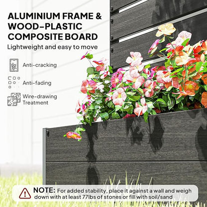 Outsunny Raised Garden Bed with Trellis for Climbing Plants, Planter Box with Self Draining Gap, Freestanding Trellis Planter for Outdoor, Patio, Deck, 35.75" x 15" x 70.75", Black