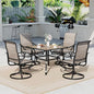 Sophia & William Patio Dining Set, 1 Square Wood Like Umbrella Table 37", 4 Swivel Chairs Furniture Set for Outdoor Garden Lawn Pool Easy to Care Weather Resistant