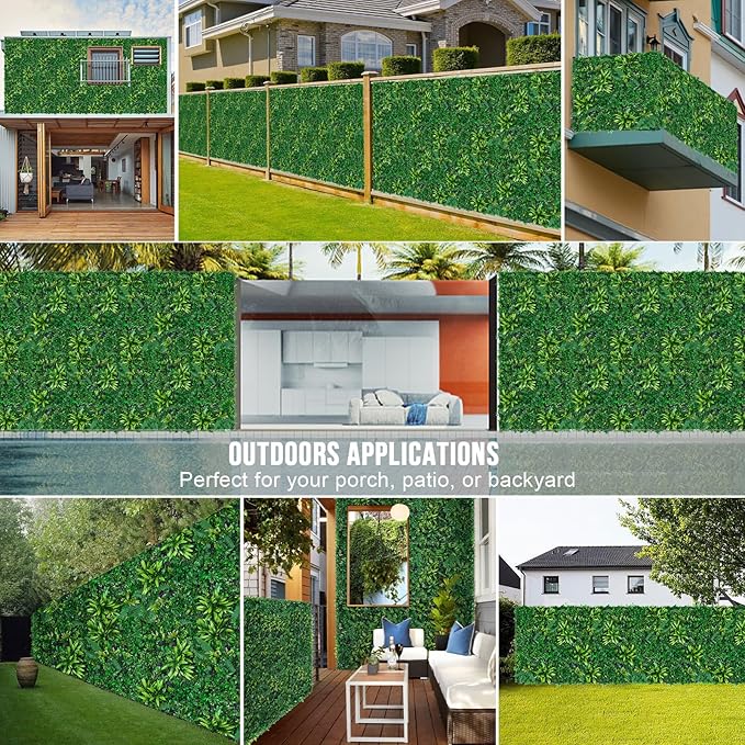 Artificial Boxwood Hedge Panels, 12 Pack 20x20 Inch HDPE Greenery