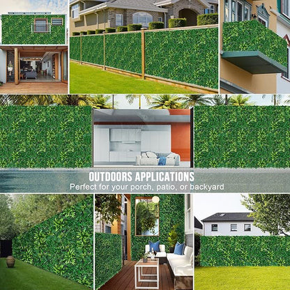 Artificial Boxwood Hedge Panels, 12 Pack 20x20 Inch HDPE Greenery