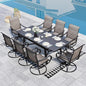 Sophia & William 9-Piece Patio Dining Set – 8 Swivel Chairs with Breathable Textiline Fabric & 84" Extendable Metal Table for Outdoor, Garden, Backyard