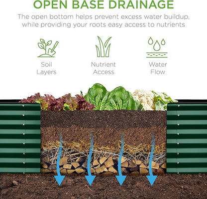 Best Choice Products 8x2x2ft Outdoor Metal Raised Garden Bed, Rectangular Deep Root Planter Box for Vegetables, Flowers, Herbs, and Succulents w/ 239 Gallon Capacity - Dark Green