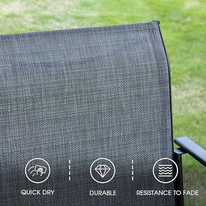 VICLLAX 5 Pieces Patio Dining Set for 4, Outdoor Furniture Set Includes 40.7" Round Patio Table and 4 Patio Stackable Chairs, Grey Wood Grain Tabletop and Grey Fabric