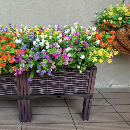 20 Bundles Artificial Flowers Outdoor Fake Plants, UV Resistant No Fade Faux Plastic Greenery Shrubs for Hanging Planter Garden Porch Window Box Outside Decoration,Home Indoor Decor, 5 Colors