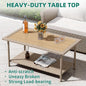 Wicker Coffee Table with 2-Tier Storage, Brown Resin Frame