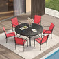 VICLLAX Patio Table and Chair Set of 6, All Weather Metal Round Outdoor Dining Furniture Set-50 Round Outdoor Table and Chairs, Black Tabletop