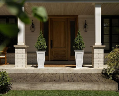 Veradek Fairmont Tall Plastic Planter - Large Outdoor Planter for Front Porch | Crack Resistant All-Weather Use | Classic Estate Design for Tall Plants, Flowers, Trees