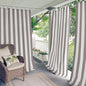 Elrene Home Fashions Highland Stripe Indoor/Outdoor Curtain Panel, 50 inches X 95 inches, Gray & White