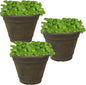 Sunnydaze 20-Inch Franklin Large Plant Pot - Polyresin Round Outdoor Planter with Drillable Drainage Hole - 3 Pack - Sable