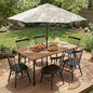 Flamaker Acacia Wood Patio Outdoor Dining Table for 6, Outdoor Table with Umbrella Hole and Metal Legs for Garden, 63’’L x 36’’ W x 30’’ H