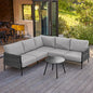 East Oak Corner Patio Furniture Set | Life Chatter 5-Seat Outdoor Furniture | Deep Seating Corner Sofa with Round Coffee Table | Extra-Thick & Washable Cushions | Misty Grey