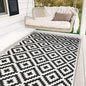 SAND MINE Waterproof Outdoor Rug 5x8 ft, Plastic Reversible Rug, Modern Area Rug, Large Floor Mat for Outdoors, RV, Patio, Backyard, Deck, Picnic, Beach, Camping (5' x 8', Black & White Lattice)