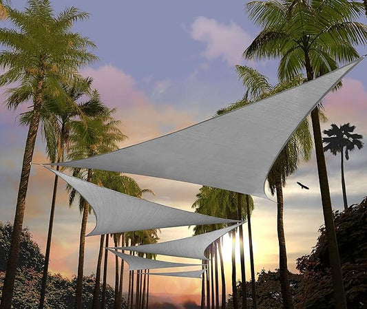 Amgo Custom Size 25' x 25' x 25' Gray Triangle Sun Shade Sail UPF50+ AGTAPRT12, Order to Make Canopy Awning, 95% UV Blockage, Water & Air Permeable, Commercial Standard (We Customize)