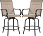 Yaheetech 2 Piece Patio Swivel Bar Stools Texteline Bistro Chairs with High Back/Armrest/Footrest, All Weather Padded Seating Outdoor Furniture Chairs for Outside, Lawn & Garden?Black/Brown