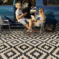 SAND MINE Waterproof Outdoor Rug 9x18 ft, Plastic Reversible Rug, Modern Area Rug, Large Floor Mat for Outdoors, RV, Patio, Backyard, Deck, Picnic, Beach, Camping, Black & Beige