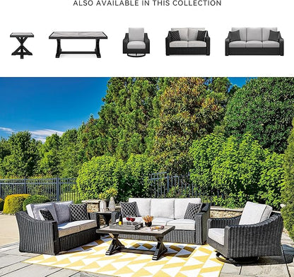 Signature Design by Ashley Beachcroft Casual Nuvella Weather Resistant Fabric Outdoor/Indoor Sofa with Cushion and 2 Toss Pillows, Black & Light Gray