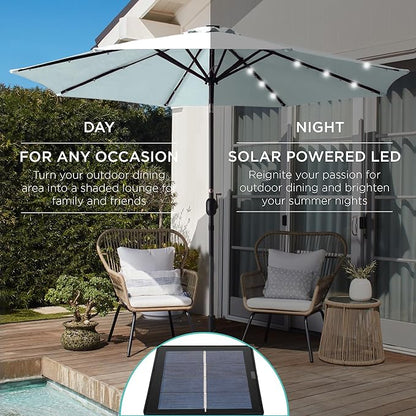 Best Choice Products 10ft Solar Polyester LED Lighted Patio Umbrella w/Tilt Adjustment and UV-Resistant Fabric