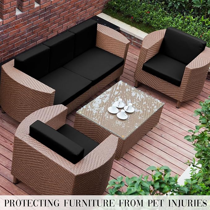 Cushion Covers 8-Piece Stretch Set for Patio Furniture, Black