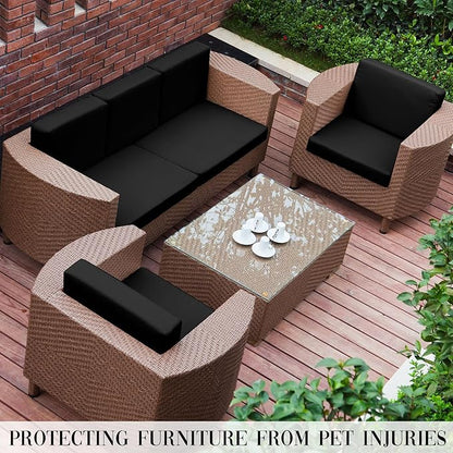 Cushion Covers 8-Piece Stretch Set for Patio Furniture, Black