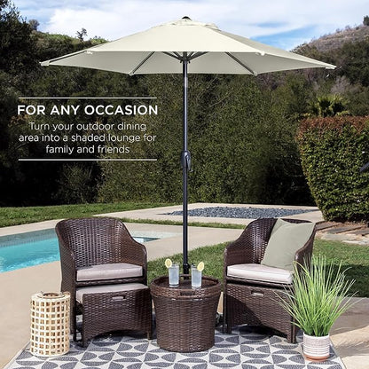 Best Choice Products 7.5ft Heavy-Duty Round Outdoor Market Table Patio Umbrella w/Steel Pole, Push Button Tilt, Easy Crank Lift - Ivory