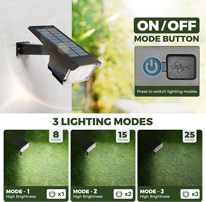 Kingsyard Solar Lights Outdoor Waterproof IP68, 47 LEDs 3 Lighting Modes USB & Solar Powered Garden Yard Pathway Spot Lights for Outside Landscape, Auto On/Off, 6 Pack(Cool White)