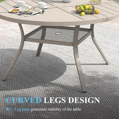 VICLLAX Patio Table and Chair Set of 4, All Weather Metal Round Outdoor Dining Furniture Set-40.6" Round Outdoor Table and Chairs, Sandshell Tabletop